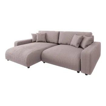 Coltar roz deschis extensibil cu tapiterie din catifea reiata (cu colt variabil) Sara - Ropez imagine