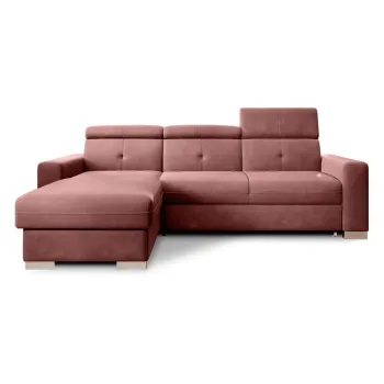 Coltar roz extensibil/cu spatiu de depozitare cu tapiterie din catifea (cu colt pe partea dreapta/cu sezlong) Fresia - ELTAP imagine