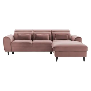 Coltar roz extensibil/cu spatiu de depozitare cu tapiterie din catifea (cu colt pe partea stanga/cu sezlong) Foble - ELTAP imagine