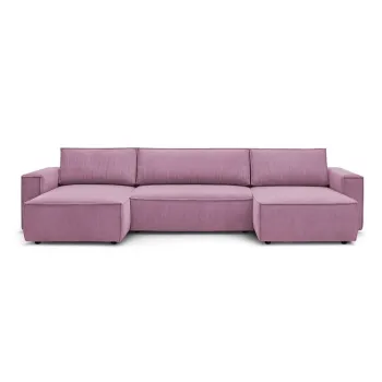 Coltar roz extensibil cu tapiterie din catifea reiata (in forma de 