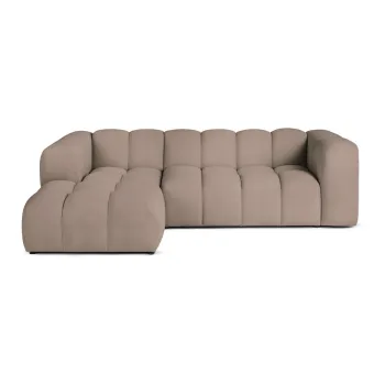 Coltar taupe cu tapiterie din catifea (cu colt pe partea dreapta/cu sezlong) Cube - Bonami Selection imagine