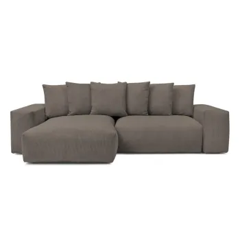 Coltar taupe extensibil/cu spatiu de depozitare cu tapiterie din catifea reiata Voltaire - Bobochic Paris imagine