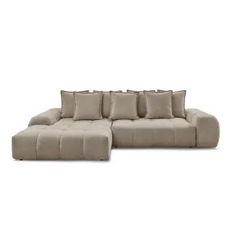 Coltar taupe extensibil/cu spatiu de depozitare cu tapiterie din chenille (cu colt pe partea dreapta/cu sezlong) Everest - Bobochic Paris imagine