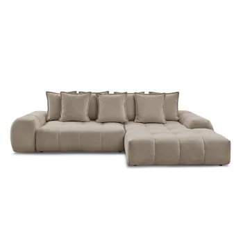 Coltar taupe extensibil/cu spatiu de depozitare cu tapiterie din chenille (cu colt pe partea stanga/cu sezlong) Everest - Bobochic Paris imagine