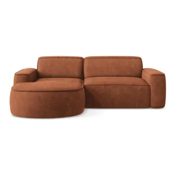 Coltar teracota cu tapiterie din chenille (cu colt pe partea dreapta/cu sezlong) Omao - Makamii imagine