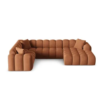 Coltar teracota cu tapiterie din chenille (cu colt pe partea dreapta/in forma de 