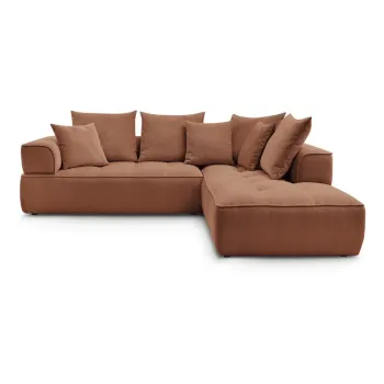 Coltar teracota cu tapiterie din chenille (cu colt pe partea stanga/in forma de 