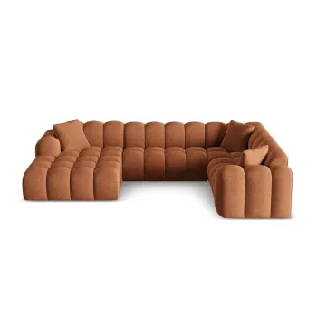 Coltar teracota cu tapiterie din chenille (cu colt pe partea stanga/in forma de 