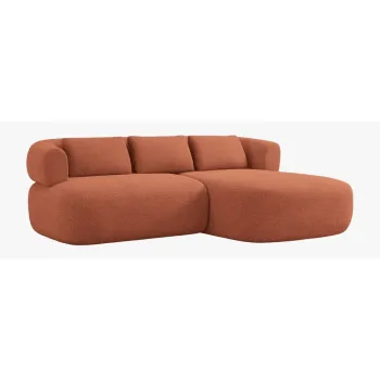 Coltar teracota cu tapiterie din tesatura boucle (cu colt pe partea stanga/cu sezlong) Jenny - Micadoni imagine