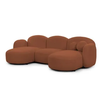 Coltar teracota cu tapiterie din tesatura boucle (in forma de 