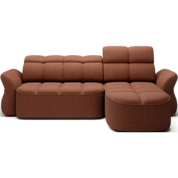 Coltar teracota extensibil/cu spatiu de depozitare cu tapiterie din catifea (cu colt pe partea stanga/cu sezlong) Beneth - ELTAP imagine