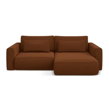 Coltar teracota extensibil/cu spatiu de depozitare cu tapiterie din catifea (cu colt pe partea stanga/cu sezlong) Kapua - Makamii imagine