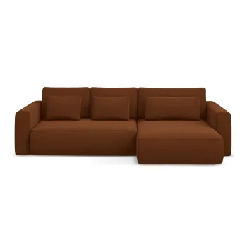 Coltar teracota extensibil/cu spatiu de depozitare cu tapiterie din catifea (cu colt pe partea stanga/cu sezlong) Kapua - Makamii imagine