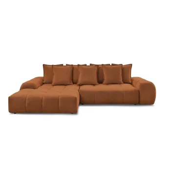 Coltar teracota extensibil/cu spatiu de depozitare cu tapiterie din chenille (cu colt pe partea dreapta/cu sezlong) Everest - Bobochic Paris imagine