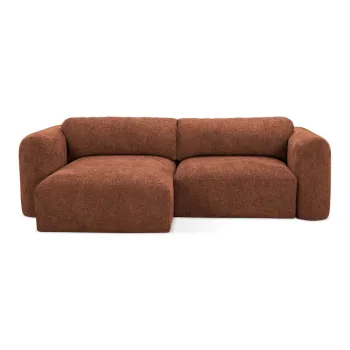 Coltar teracota extensibil/cu spatiu de depozitare cu tapiterie din chenille (cu colt pe partea dreapta/cu sezlong) Mele - Makamii imagine