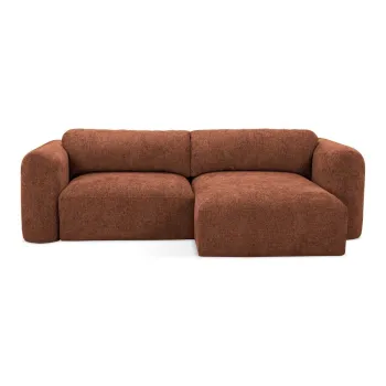 Coltar teracota extensibil/cu spatiu de depozitare cu tapiterie din chenille (cu colt pe partea stanga/cu sezlong) Mele - Makamii imagine