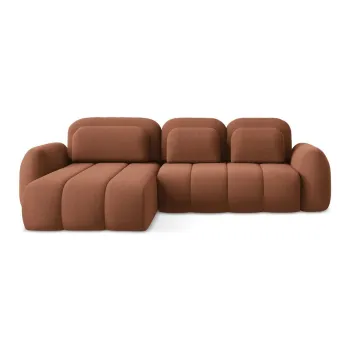 Coltar teracota extensibil/cu spatiu de depozitare cu tapiterie din tesatura boucle (cu colt pe partea dreapta/cu sezlong) Pele - Makamii imagine