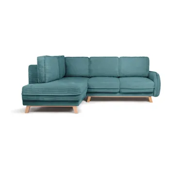 Coltar turcoaz extensibil cu tapiterie din catifea reiata (cu colt pe partea dreapta) Tori - Bonami Selection imagine