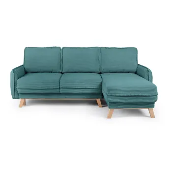 Coltar turcoaz extensibil cu tapiterie din catifea reiata (cu colt variabil) Tori - Bonami Selection imagine