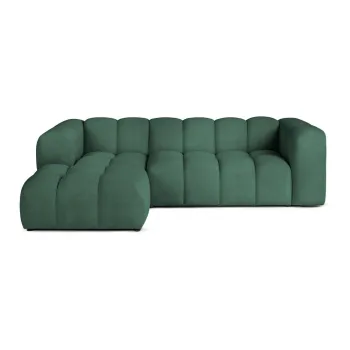 Coltar verde cu tapiterie din catifea (cu colt pe partea dreapta/cu sezlong) Cube - Bonami Selection imagine