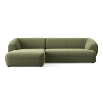 Coltar verde cu tapiterie din catifea (cu colt pe partea dreapta) Moana - Makamii imagine