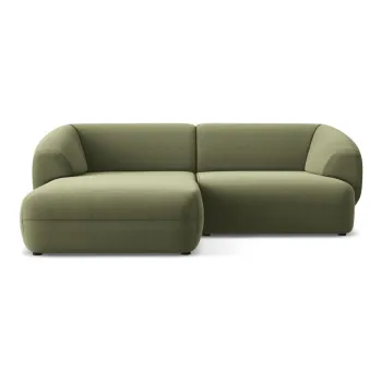 Coltar verde cu tapiterie din catifea (cu colt pe partea dreapta) Moana - Makamii imagine