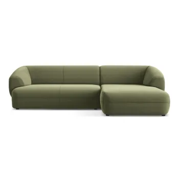 Coltar verde cu tapiterie din catifea (cu colt pe partea stanga) Moana - Makamii imagine