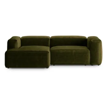 Coltar verde cu tapiterie din catifea reiata (cu colt pe partea dreapta/cu sezlong) Bergano - Cosmopolitan Design imagine