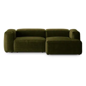 Coltar verde cu tapiterie din catifea reiata (cu colt pe partea stanga/cu sezlong) Bergano - Cosmopolitan Design imagine