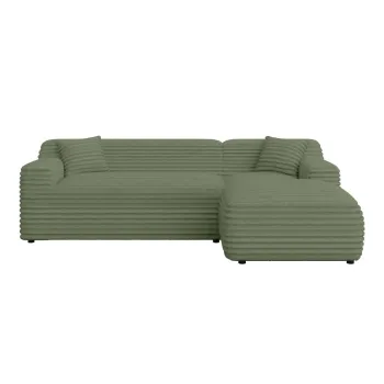 Coltar verde cu tapiterie din catifea reiata (cu colt pe partea stanga/cu sezlong) Martin - Ropez imagine