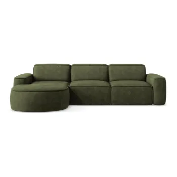 Coltar verde cu tapiterie din chenille (cu colt pe partea dreapta/cu sezlong) Omao - Makamii imagine