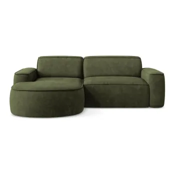 Coltar verde cu tapiterie din chenille (cu colt pe partea dreapta/cu sezlong) Omao - Makamii imagine