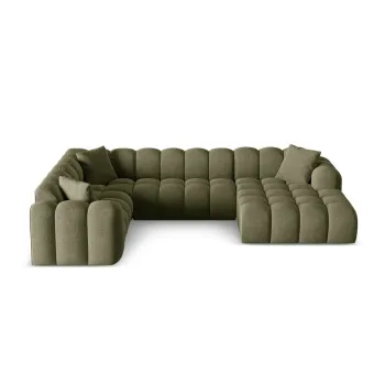 Coltar verde cu tapiterie din chenille (cu colt pe partea dreapta/in forma de 