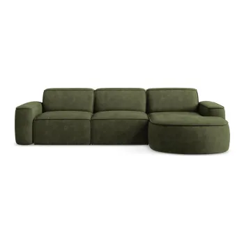 Coltar verde cu tapiterie din chenille (cu colt pe partea stanga/cu sezlong) Omao - Makamii imagine