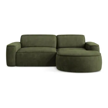 Coltar verde cu tapiterie din chenille (cu colt pe partea stanga/cu sezlong) Omao - Makamii imagine