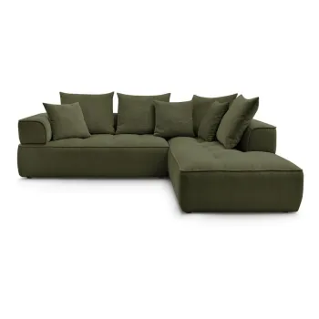 Coltar verde cu tapiterie din chenille (cu colt pe partea stanga/in forma de 