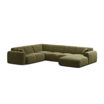 Coltar verde deschis cu tapiterie din catifea (in forma de 