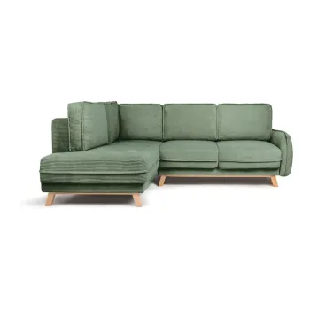 Coltar verde deschis extensibil cu tapiterie din catifea reiata (cu colt pe partea dreapta) Tori - Bonami Selection imagine