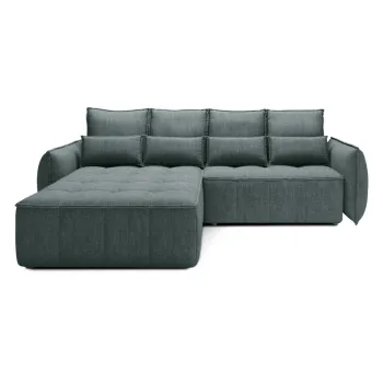 Coltar verde extensibil/cu spatiu de depozitare cu tapiterie din catifea (cu colt pe partea dreapta/cu sezlong) Campo - ELTAP imagine