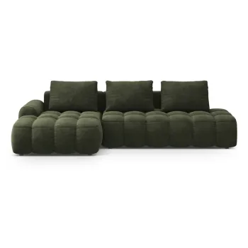 Coltar verde extensibil/cu spatiu de depozitare cu tapiterie din catifea (cu colt pe partea dreapta/cu sezlong) Linz - Cosmopolitan Design imagine