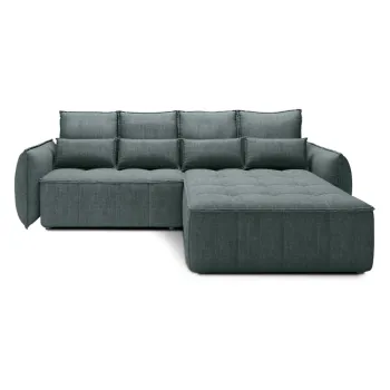 Coltar verde extensibil/cu spatiu de depozitare cu tapiterie din catifea (cu colt pe partea stanga/cu sezlong) Campo - ELTAP imagine