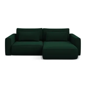 Coltar verde extensibil/cu spatiu de depozitare cu tapiterie din catifea (cu colt pe partea stanga/cu sezlong) Kapua - Makamii imagine