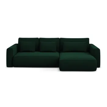 Coltar verde extensibil/cu spatiu de depozitare cu tapiterie din catifea (cu colt pe partea stanga/cu sezlong) Kapua - Makamii imagine