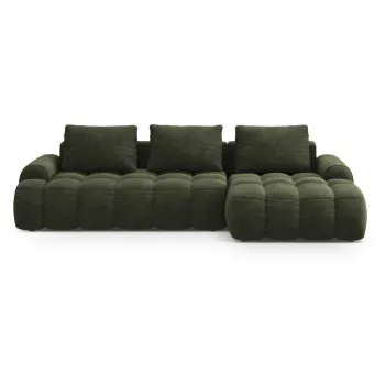 Coltar verde extensibil/cu spatiu de depozitare cu tapiterie din catifea (cu colt pe partea stanga/cu sezlong) Linz - Cosmopolitan Design imagine