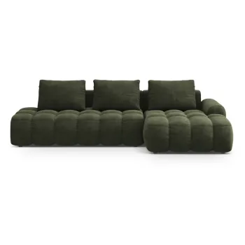 Coltar verde extensibil/cu spatiu de depozitare cu tapiterie din catifea (cu colt pe partea stanga/cu sezlong) Linz - Cosmopolitan Design imagine