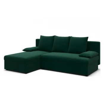 Coltar verde extensibil/cu spatiu de depozitare cu tapiterie din catifea Gino - ELTAP imagine