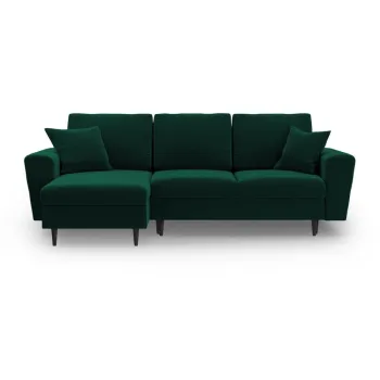 Coltar verde extensibil, cu spatiu de depozitare cu tapiterie din catifea Kyoto - Cosmopolitan Design imagine