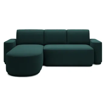 Coltar verde extensibil/cu spatiu de depozitare cu tapiterie din chenille (cu colt pe partea dreapta/cu sezlong) Aurumm - ELTAP imagine