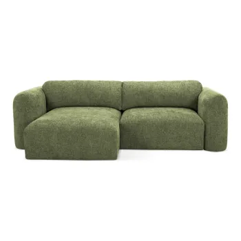 Coltar verde extensibil/cu spatiu de depozitare cu tapiterie din chenille (cu colt pe partea dreapta/cu sezlong) Mele - Makamii imagine