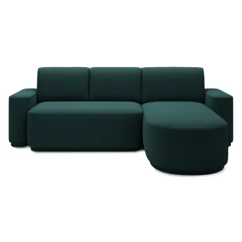 Coltar verde extensibil/cu spatiu de depozitare cu tapiterie din chenille (cu colt pe partea stanga/cu sezlong) Aurumm - ELTAP imagine